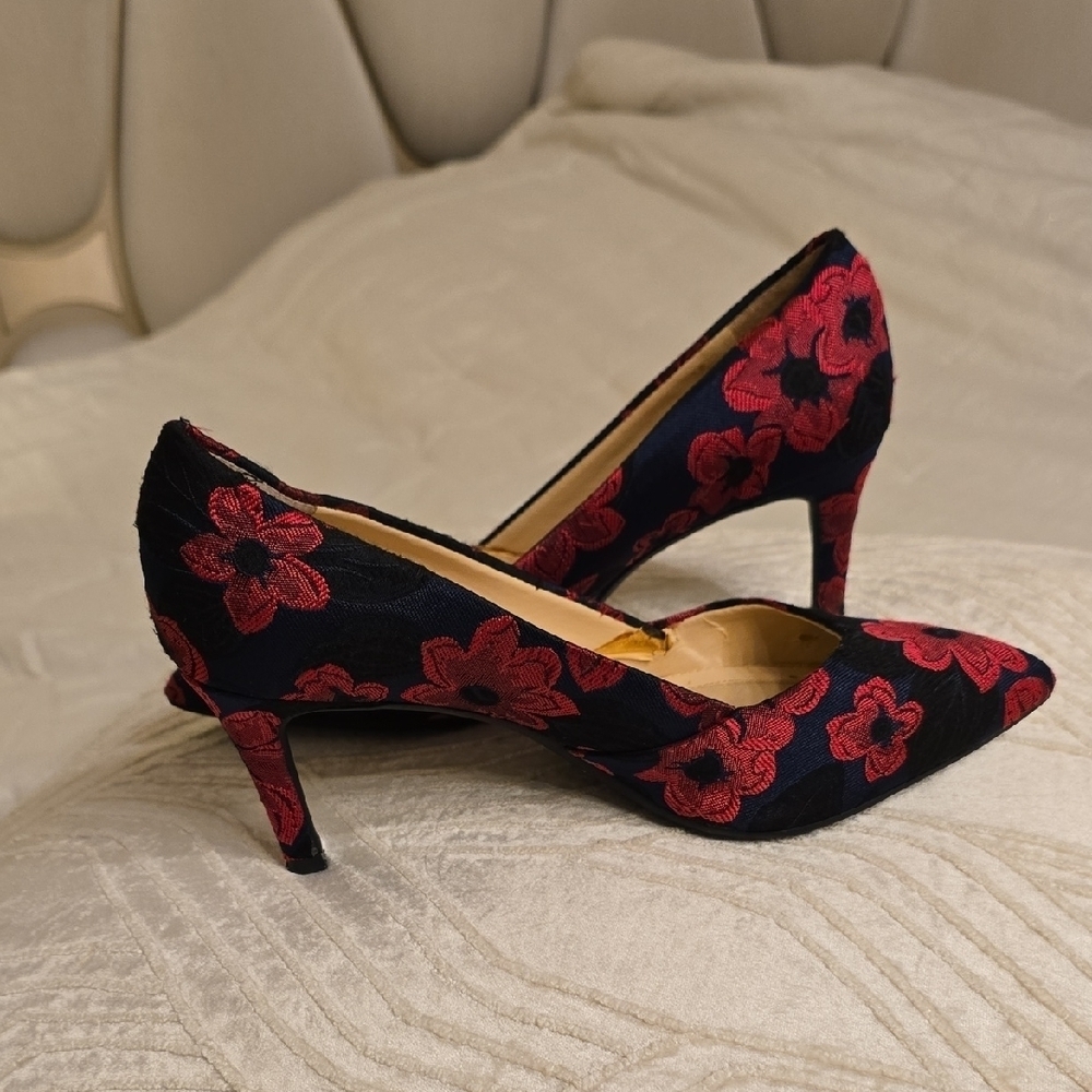 Alex Marie Black and Red Floral Heels